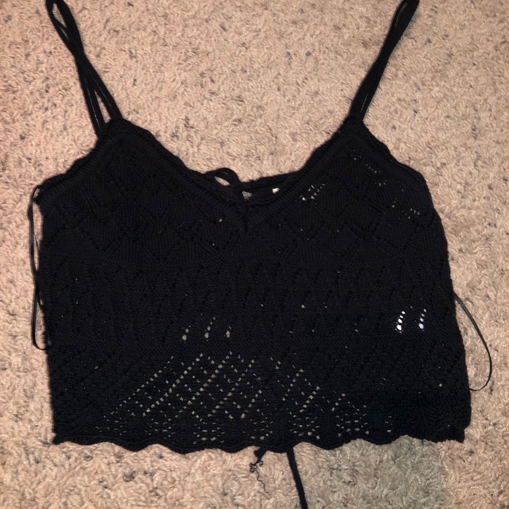Black Crocheted Top
